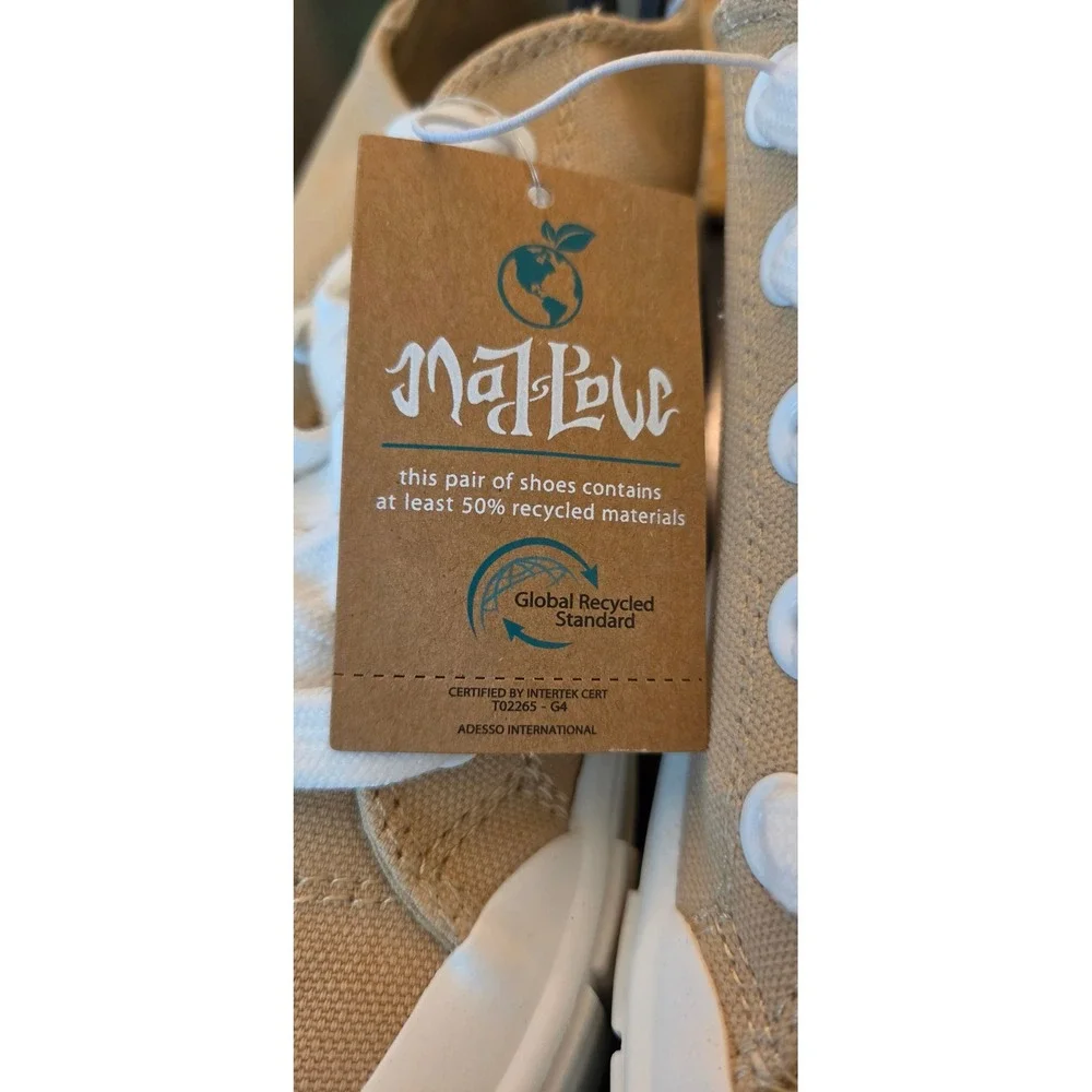 Mad Love Canvas Sneakers Womens 8 Tan New Recycled Materials Platform Lace Up